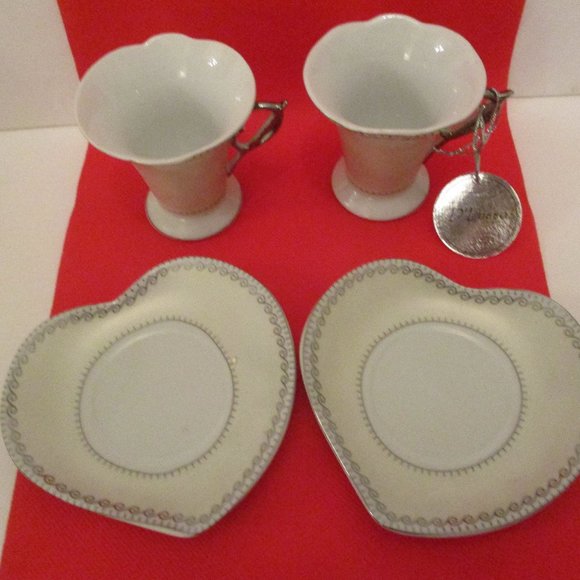 New D'Lusso Designs Porcelain Demitasse Gift Boxed Set White Frosted Porcelain - Picture 4 of 11